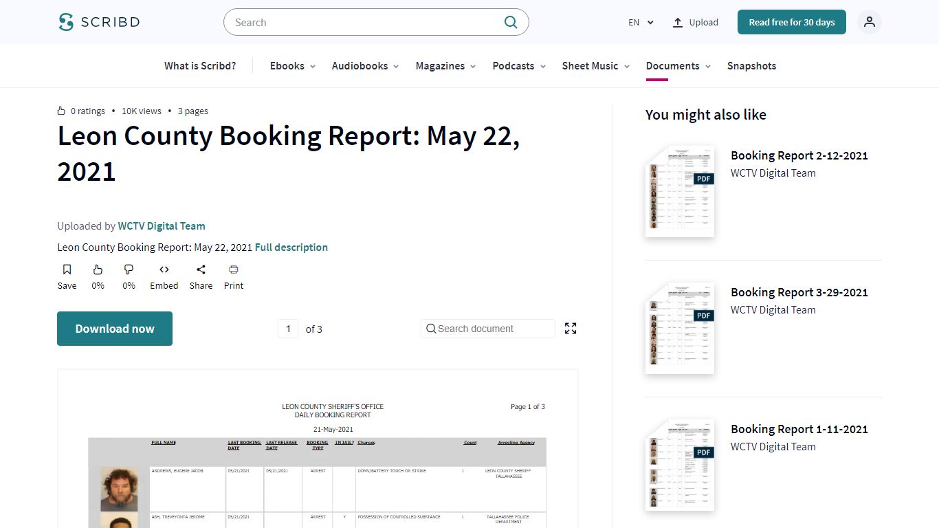 Leon County Booking Report: May 22, 2021 | PDF | Probation | Driving ...